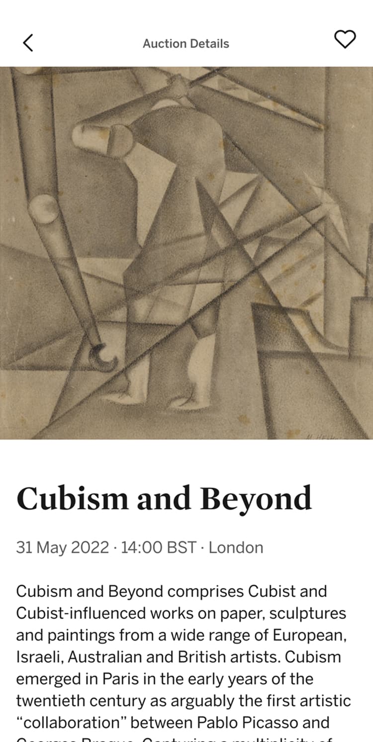 Sotheby's mobile app screen 6