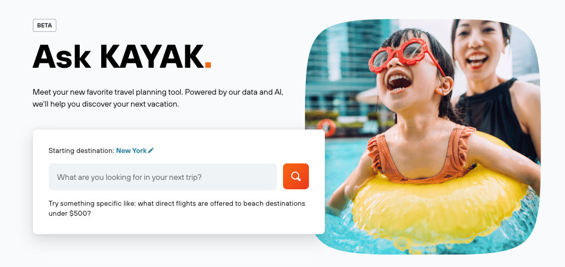 Ask KAYAK Beta Feature on KAYAK.com
